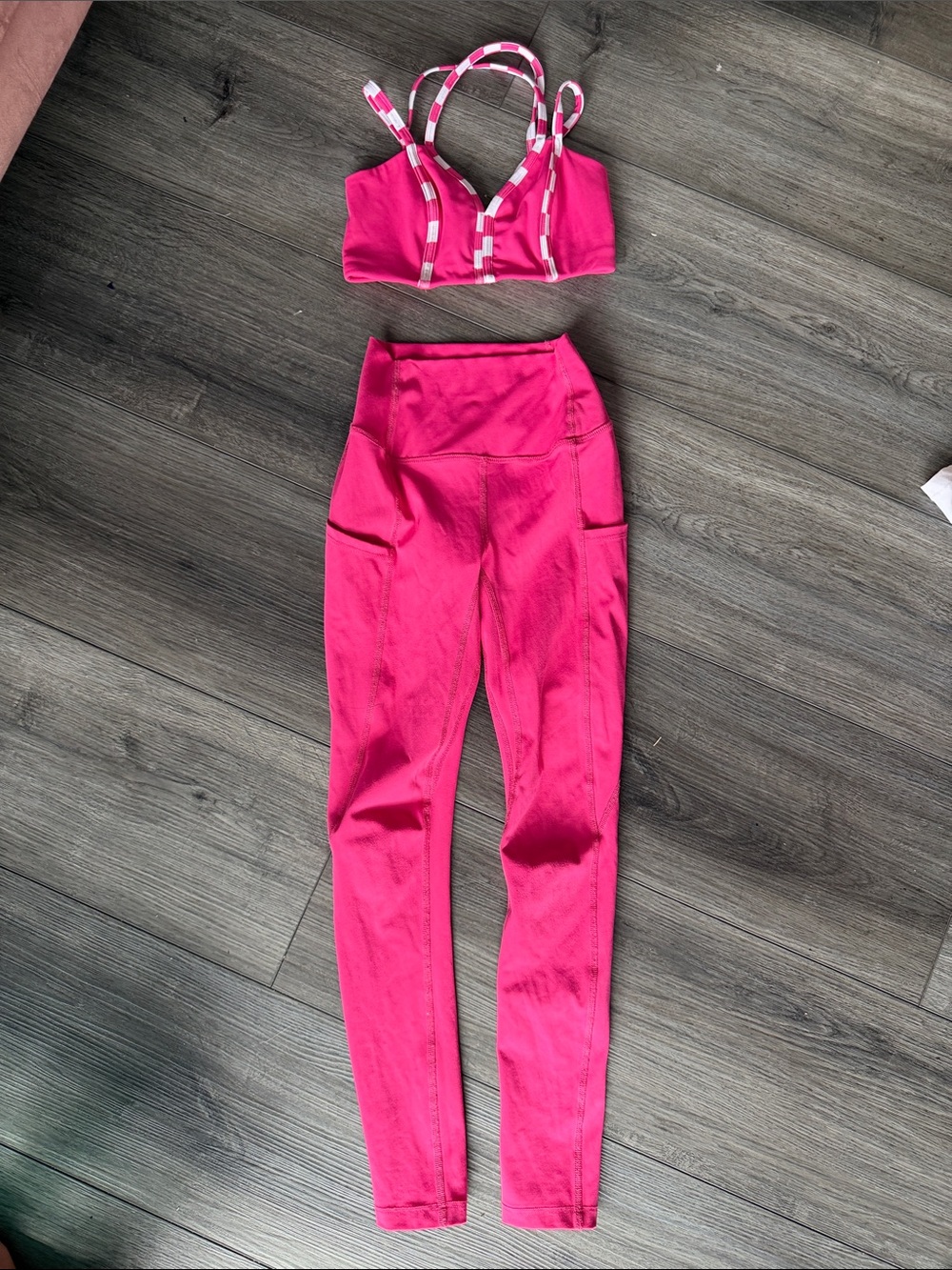High-Rise Pink Performance Leggings with Matching Sports Bra